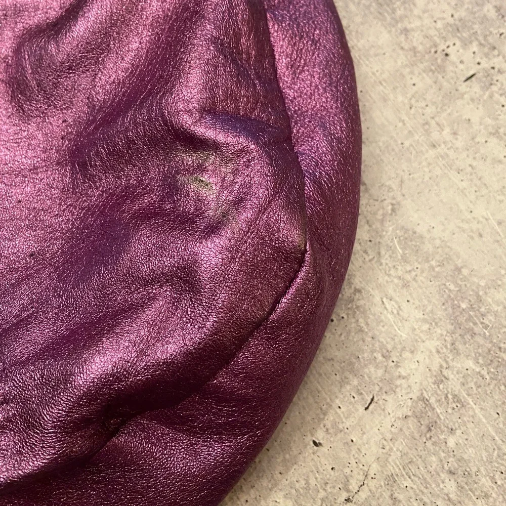 Vintage Authentic Rare Y2K Purple Metallic Leather Kate Spade Mini Hobo Bag